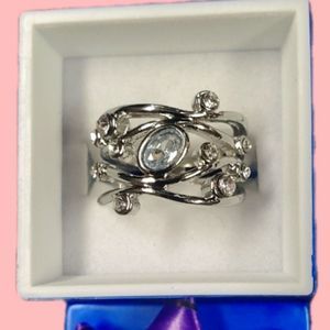 New 925 Sterling Silver Women's White Sapphire Ring